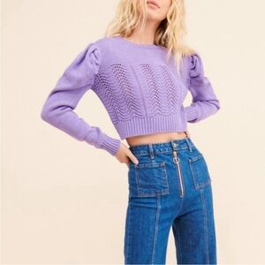 Tach Clothing Begonia Lavender Sweater puff sleeve sz S